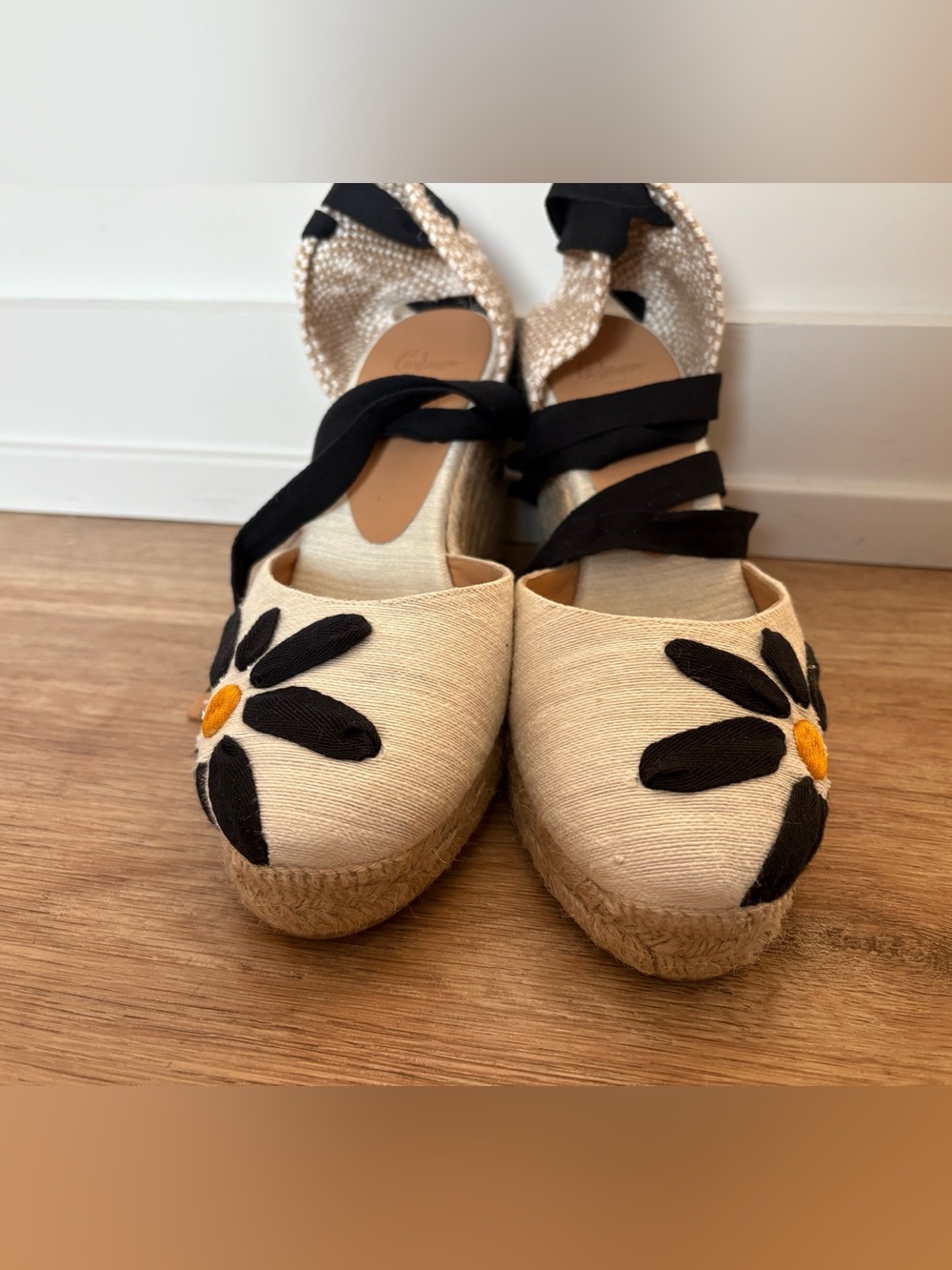 Castaner Candance Blanco Espadrille Wedge Flower Spanish Feminine Black White 38 - Picture 3 of 11